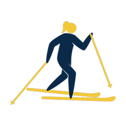 Cross country skiing 2 colored clipart, Strike style
