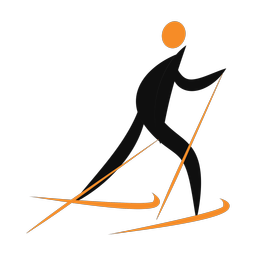 Cross country skiing 2 colored clipart, Motion style