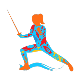 Fencing colorful clipart, Splash style