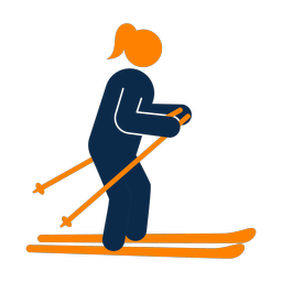 Cross country skiing 2 colored clipart, Round style