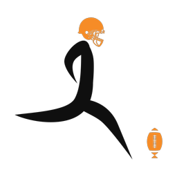 Football kicker 2 colored clipart, Motion style