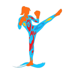 Kickboxing colorful clipart, Splash style
