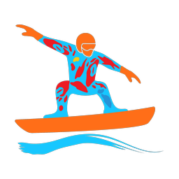 Snowboarding colorful clipart, Splash style