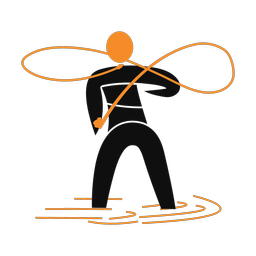 Fly fishing 2 colored clipart, Motion style