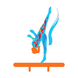 Balance beam colorful clipart, Splash style