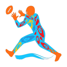 Football receiver colorful clipart, Splash style