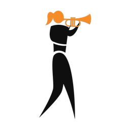 Trumpet 2 colored clipart, Motion style