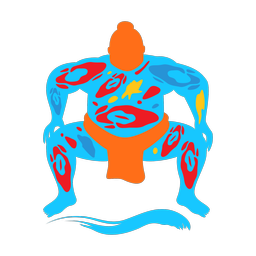 Sumo wrestling colorful clipart, Splash style