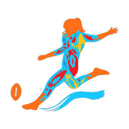 Football kicker colorful clipart, Splash style