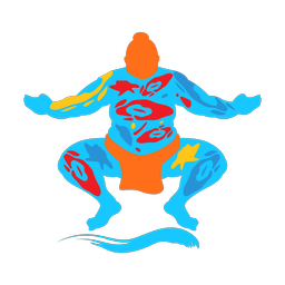 Sumo wrestling colorful clipart, Splash style