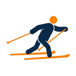 Cross country skiing 2 colored clipart, Round style
