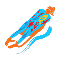 Luge colorful clipart, Splash style