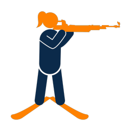 Biathlon 2 colored clipart, Round style