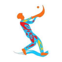 Jai alai colorful clipart, Splash style