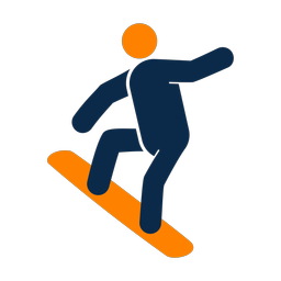 Snowboarding 2 colored clipart, Round style