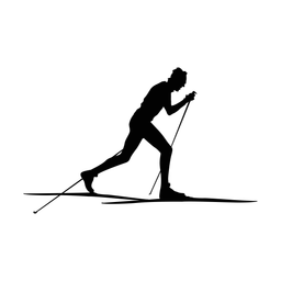 Cross country skiing silhouette, Classic style