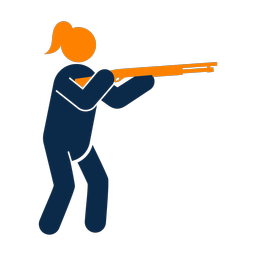 Skeet shooting 2 colored clipart, Round style