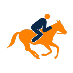 Horse racing 2 colored clipart, Round style