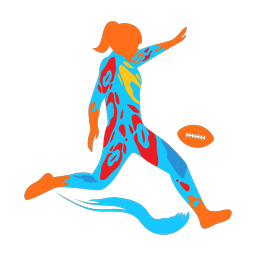 Football punter colorful clipart, Splash style