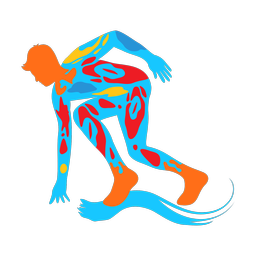 Running colorful clipart, Splash style