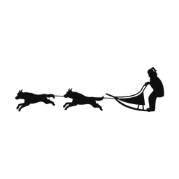 Sled dog racing silhouette, Classic style