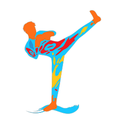 Kickboxing colorful clipart, Splash style