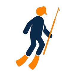 Spearfishing 2 colored clipart, Round style