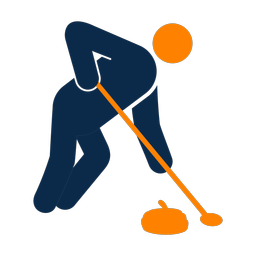 Curling 2 colored clipart, Round style