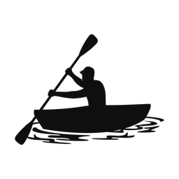 Kayaking silhouette, Classic style
