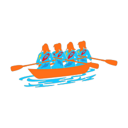 Rowing colorful clipart, Splash style