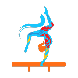 Balance beam colorful clipart, Splash style