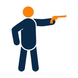 Pistol shooting 2 colored clipart, Round style