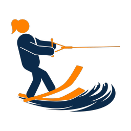 Water skiing 2 colored clipart, Round style