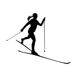 Cross country skiing silhouette, Classic style
