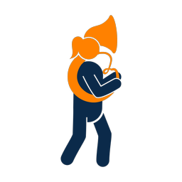 French horn 2 colored clipart, Round style