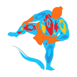 Sumo wrestling colorful clipart, Splash style