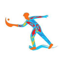 Jai alai colorful clipart, Splash style