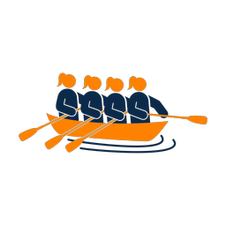 Rowing 2 colored clipart, Round style