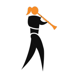 Clarinet 2 colored clipart, Motion style