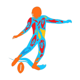 Football kicker colorful clipart, Splash style