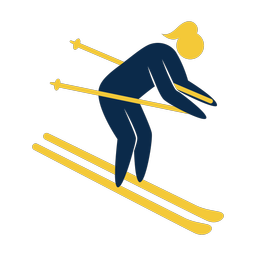 Downhill skiing 2 colored clipart, Strike style