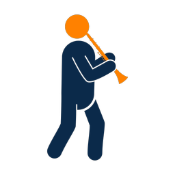 Clarinet 2 colored clipart, Round style