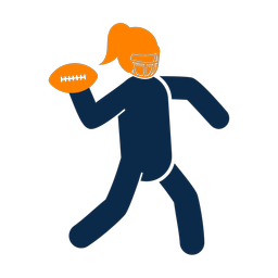 Football quarterback 2 colored clipart, Round style