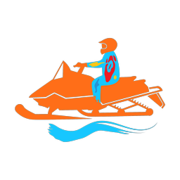 Snowmobile racing colorful clipart, Splash style