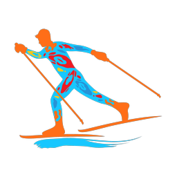 Cross country skiing colorful clipart, Splash style