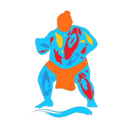 Sumo wrestling colorful clipart, Splash style