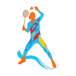 Badminton colorful clipart, Splash style