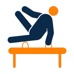 Pommel horse 2 colored clipart, Round style