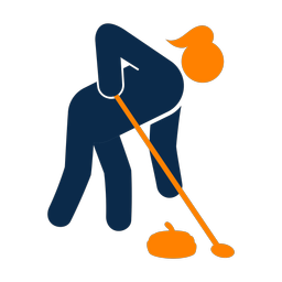 Curling 2 colored clipart, Round style