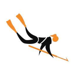 Spearfishing 2 colored clipart, Motion style